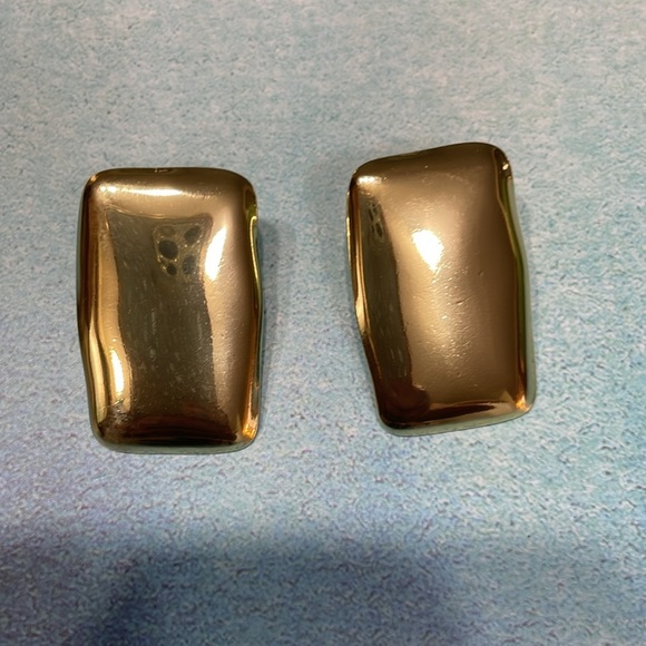 Gold Rectangle Earrings - Picture 12 of 15